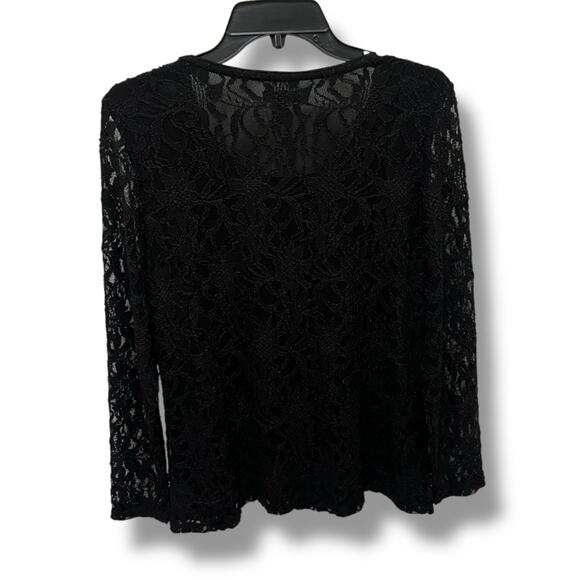 Chico’s black lace long sleeve blouse - Picture 2 of 6